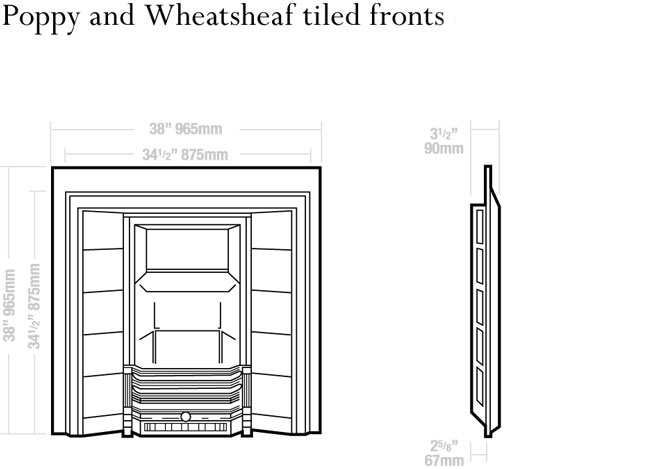 Poppy and Wheatsheaf Tiled Fronts Dimensions