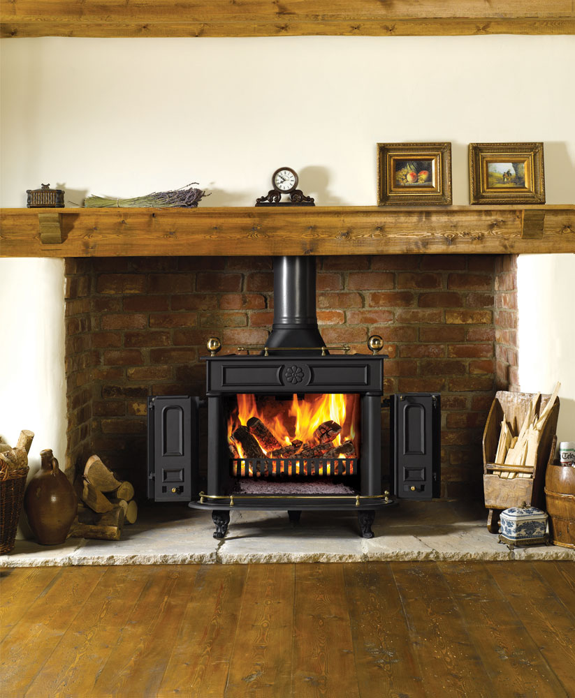 Creatice Wood Burning Stove Surround for Small Space