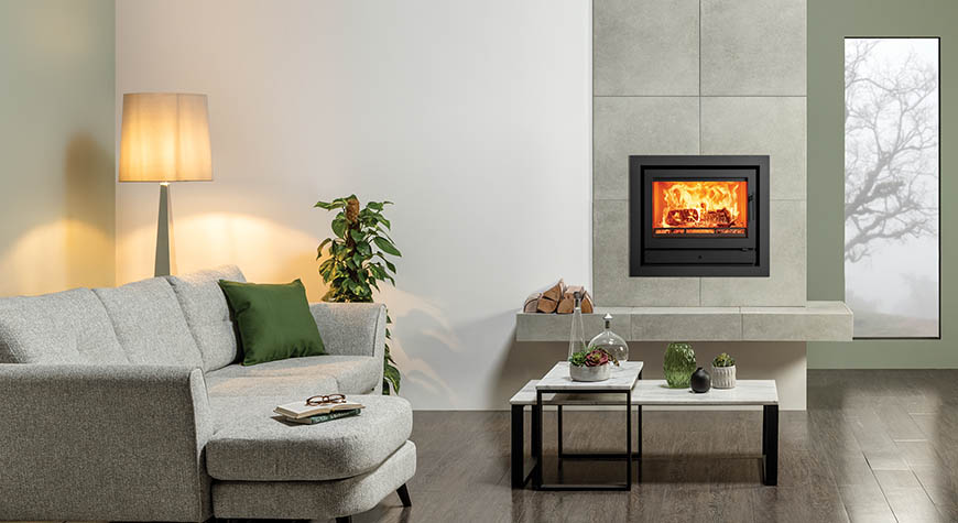 Stovax Riva2 66 Ecodesign fire, and Profil 4-sided frame
