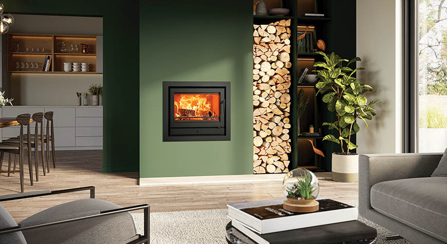 Stovax Riva2 66 Ecodesign fire, and Profil 4-sided frame