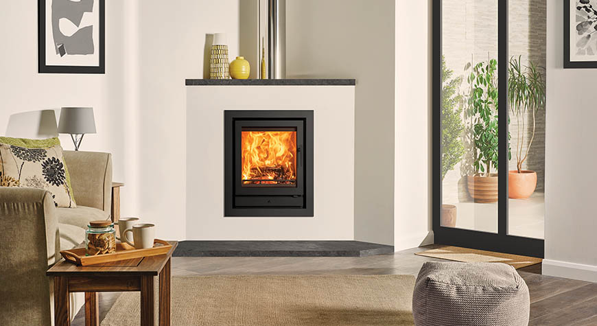 Stovax Riva2 55 Ecodesign fire, and Profil 4-sided frame