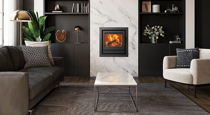 Stovax Riva2 50 Ecodesign fire, and Profil 4-sided frame
