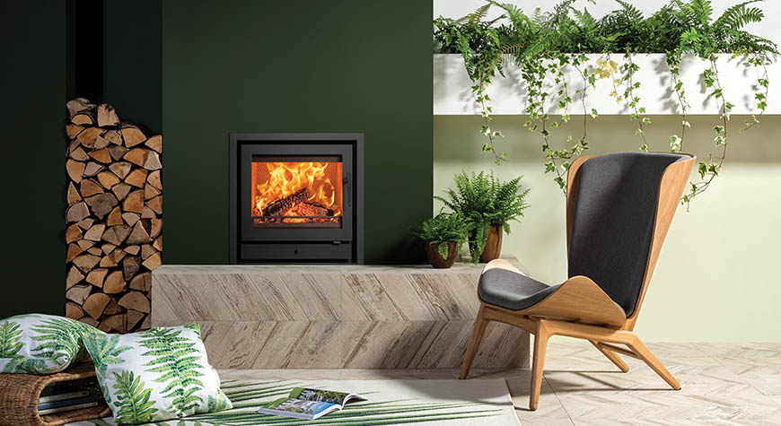 Stovax Riva2 50 Ecodesign fire, and Profil XS 3-sided frame