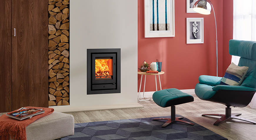 Stovax Riva2 40 Ecodesign fire, and Profil 4-sided frame