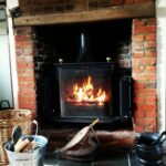Got really cold working on the boat! Glad to be home and curled up in front of a #roaringfire #woodburner #logburner #stovax #regency