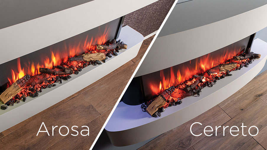 Gazco eStudio Arosa 140 and Cerreto 140 electric fire suites