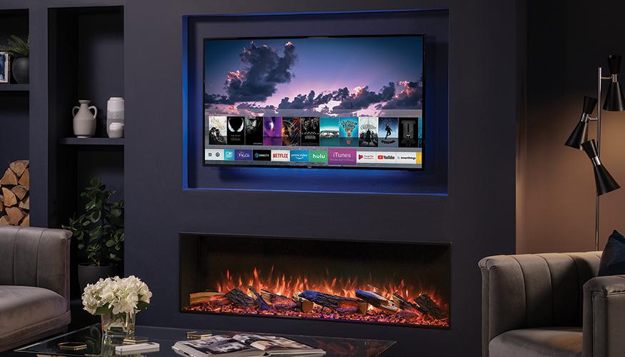 Onyx Avanti 150RW electric fire in media wall setup