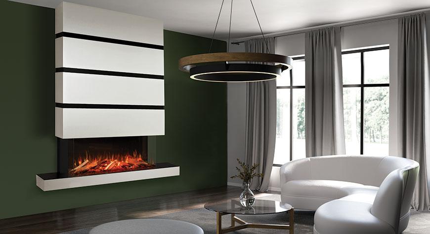 Onyx Avanti 110RW Milazzo suite wall mounted electric fire and optional Luxury Logscape