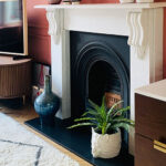 Amanda Cotton, 1930’s Fireplace Renovation, Stovax Decorative Arched Insert Fireplace with Victorian Corbel Stone Mantel
