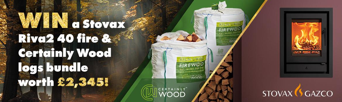 Stovax & Certainly Wood Competition Win a Stovax Riva2 wood burning fire bundle!