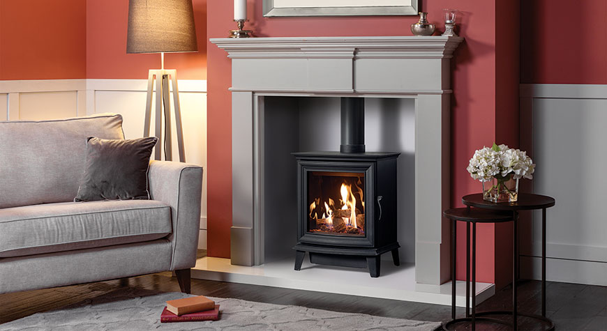 Chesterfield 5 Gas Stove with Pembroke grey mantel