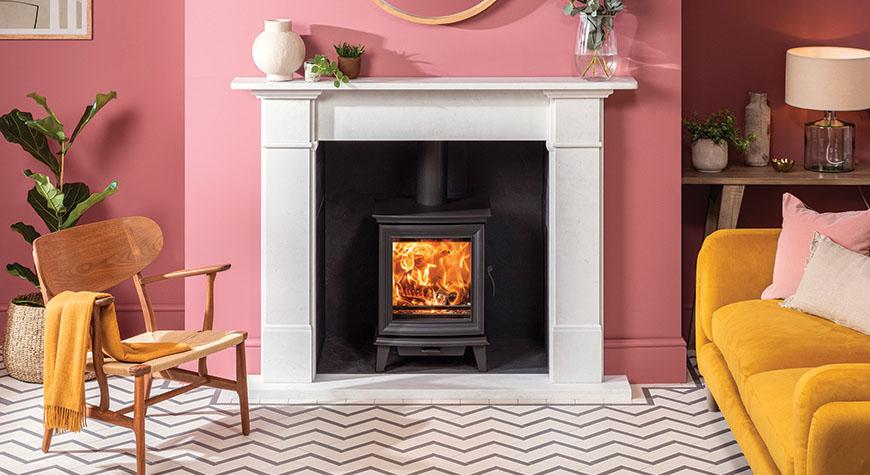 Chesterfield 5 Wood burning stove with Claremont Mantel