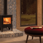 Stylish log burner in conservatory