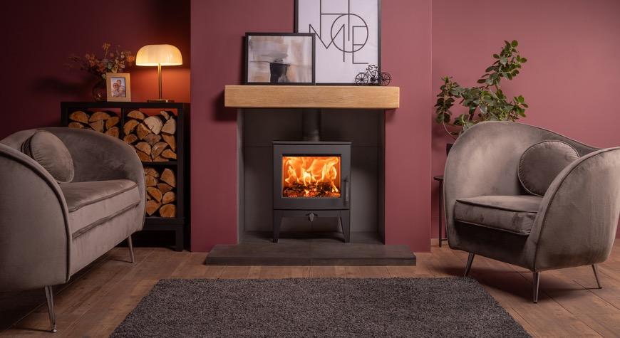 Stovax Futura 5 Wood burning stove, Longer Leg model
