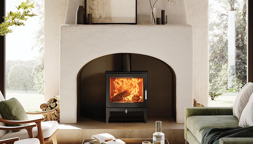 Stovax Futura 8 wood burning stove with longer legs