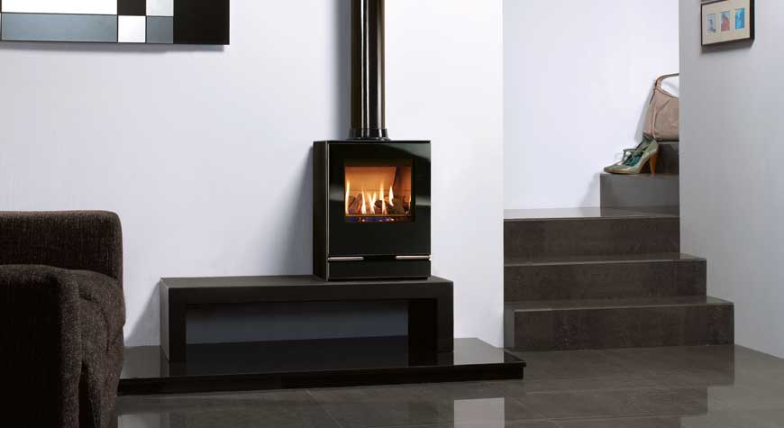Gazco Vision Small gas stove on 120 Low Bench