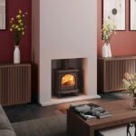 Stovax Huntingdon 20 wood burning stove in a living room with spring decor