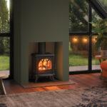 Stovax Huntingdon 20 wood burning stove in a conservatory.