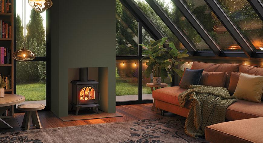 Stovax Huntingdon 20 wood burning Ecodesign stove, with Tracery Door