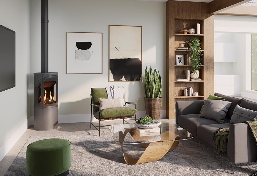 Onyx Liv 3 gas log burner in extension