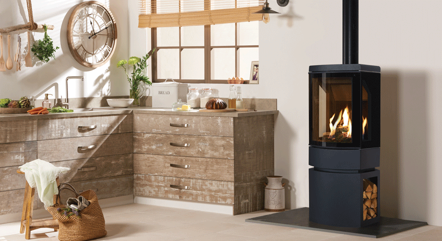 Gazco Loft Gas Stove with Steel log store