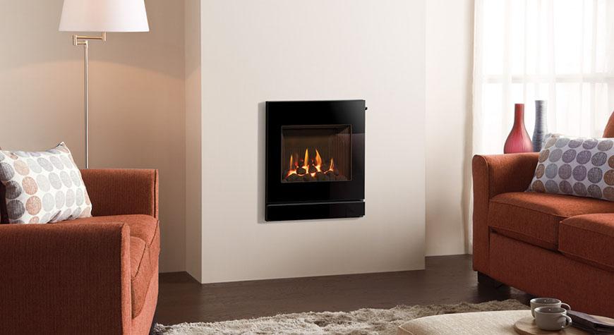 Logic HE balanced flue fire (Slide control) with coal-effect and Designio2 Glass front.