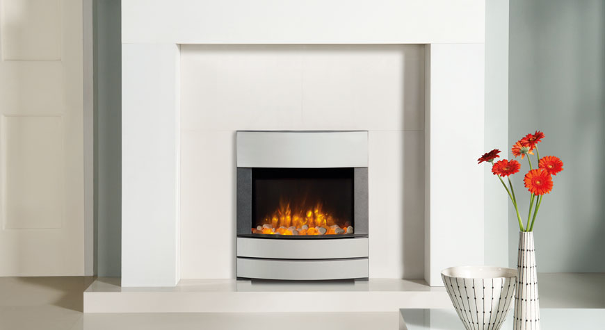 Gazco Logic2 Electric Progress with white and clear stone fuel effect