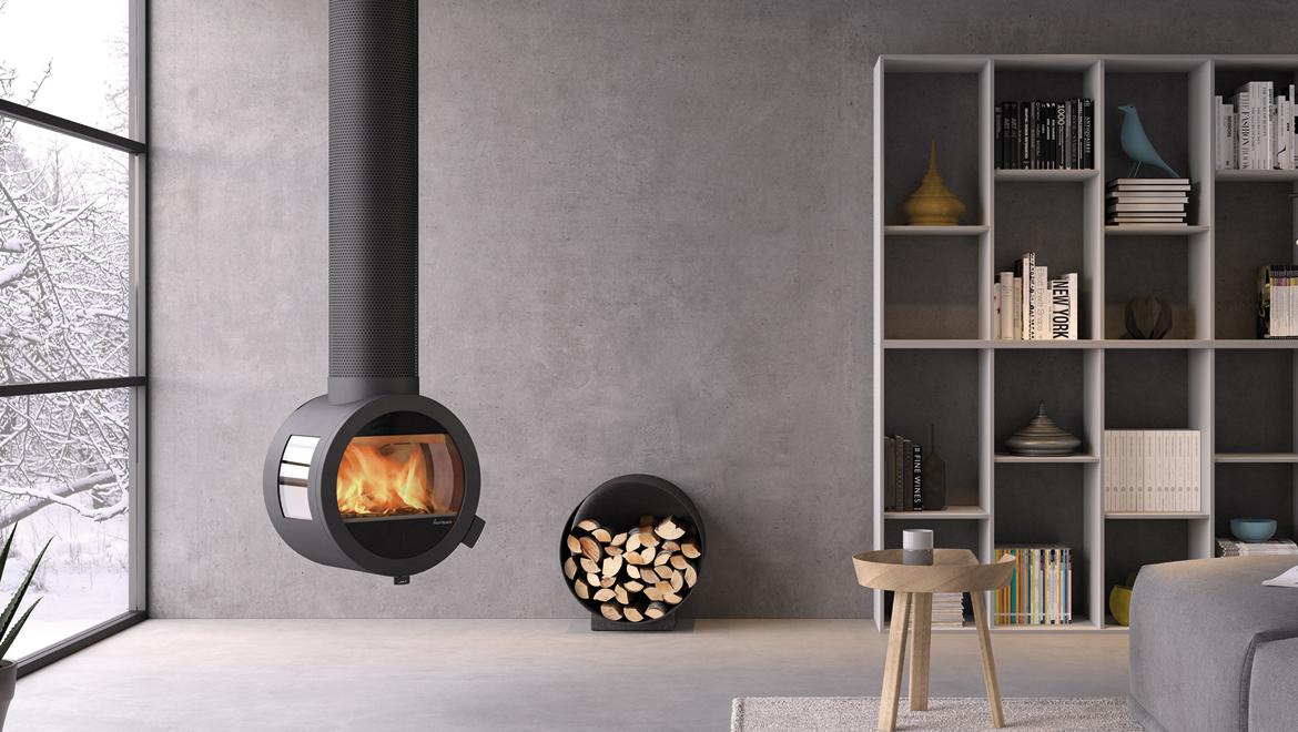 Nordpeis ME ceiling hung log burner for an extension Adding a log burner to an extension