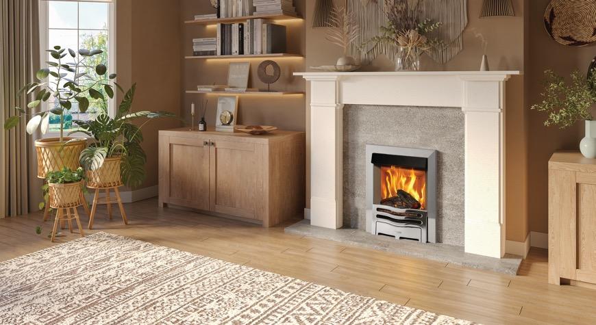 Onyx Mirage 40i electric fire, with Arts front