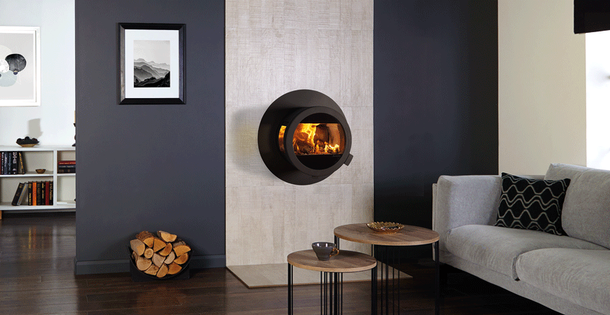 Nordpeis wood stove - wall-mounted contemporary wood burner
