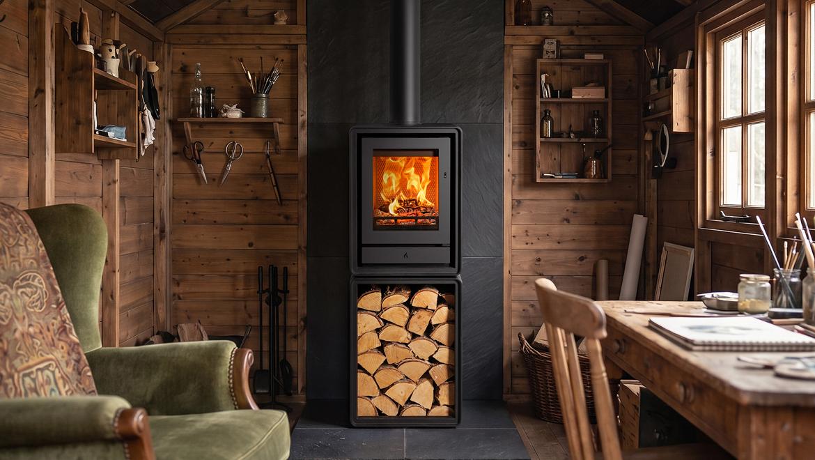 Stovax Riva2 40 Freestanding wood burning stove with log box Log Burners for Sheds and Summerhouses: Top Recommendations