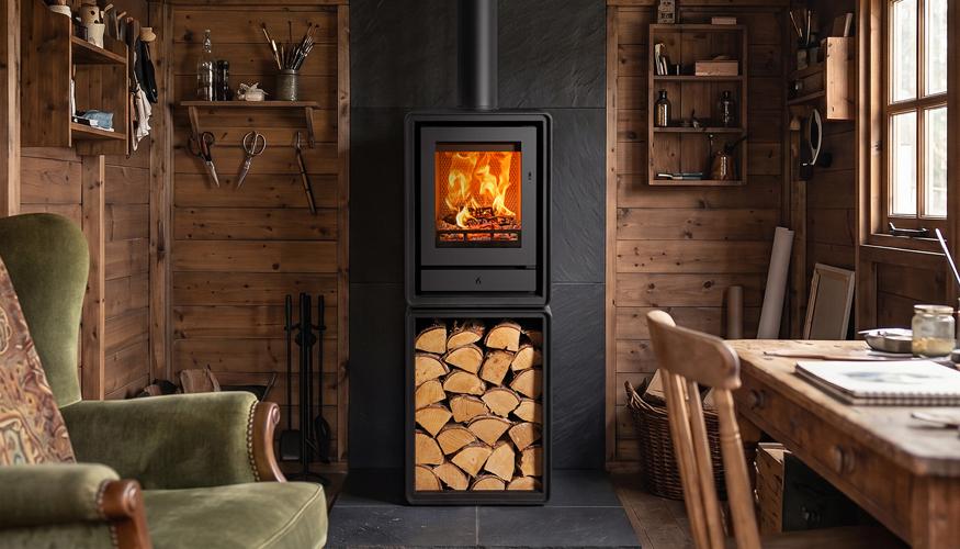 Stovax Riva2 40 Freestanding wood-burning stove in shed