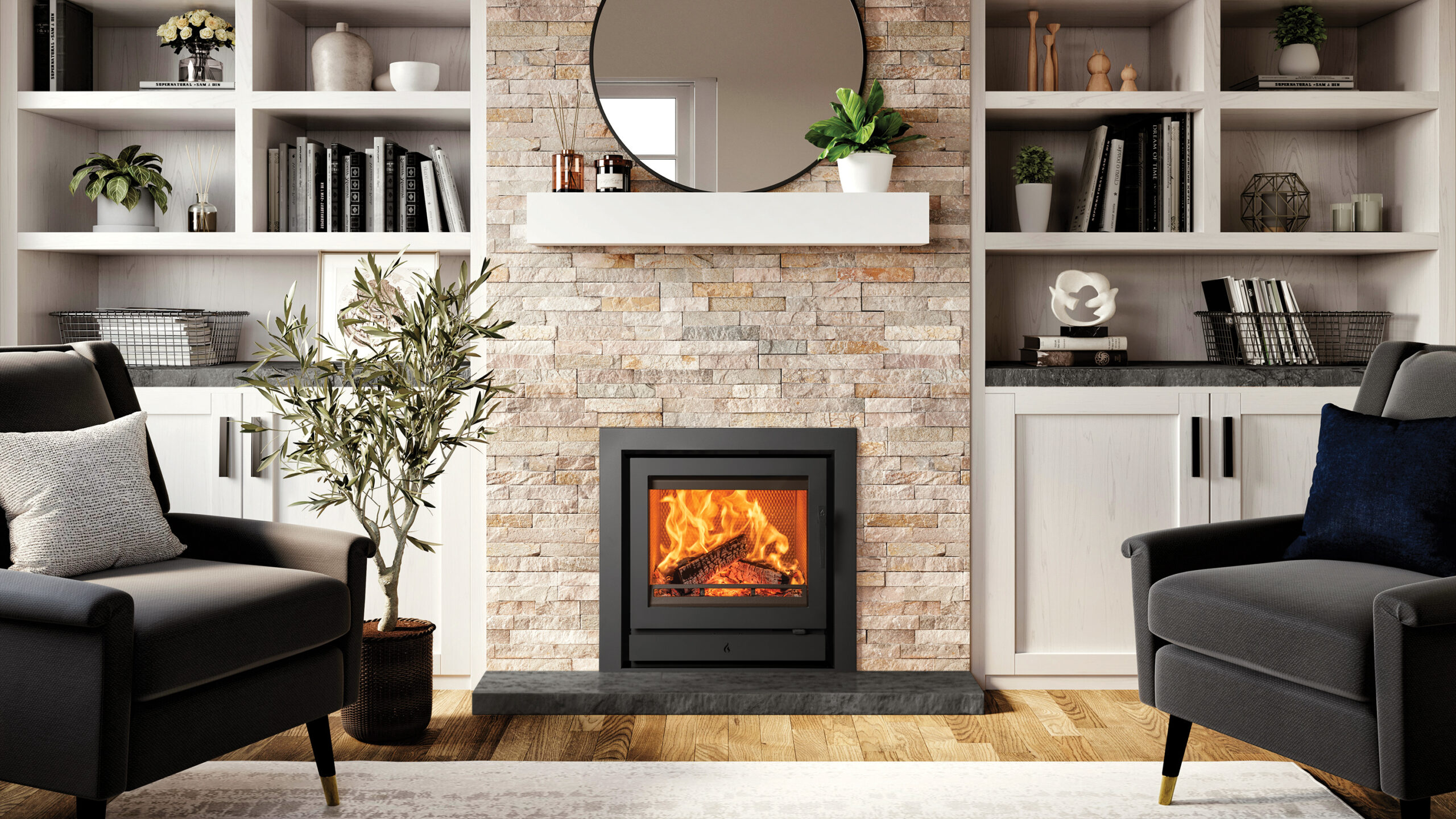 Modern wood burning stove Multi-fuel Inset Fires