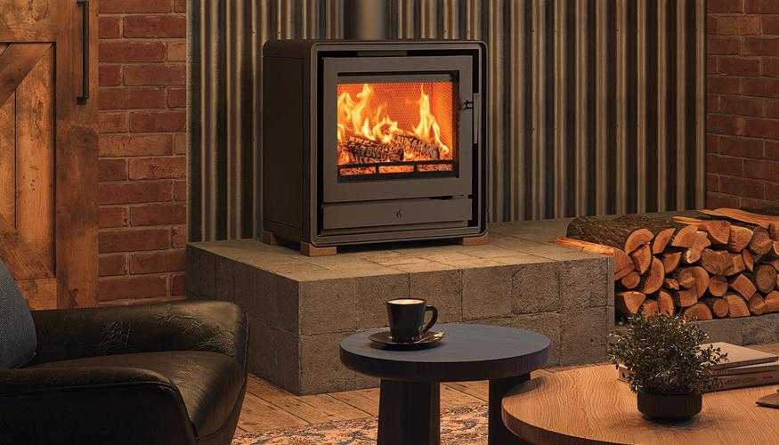 Stovax Riva2 50 Freestanding Stove with walnut-effect hardwood feet