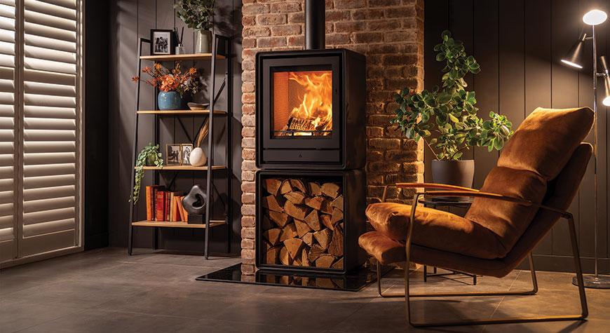 Stovax Riva2 55 Freestanding Ecodesign fire with optional Log Box