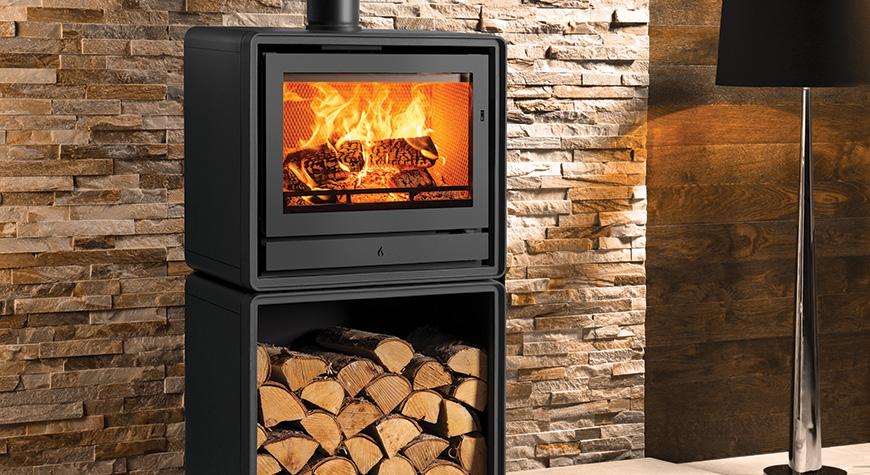 Riva2 66 Freestanding Ecodesign fire with optional Log Box