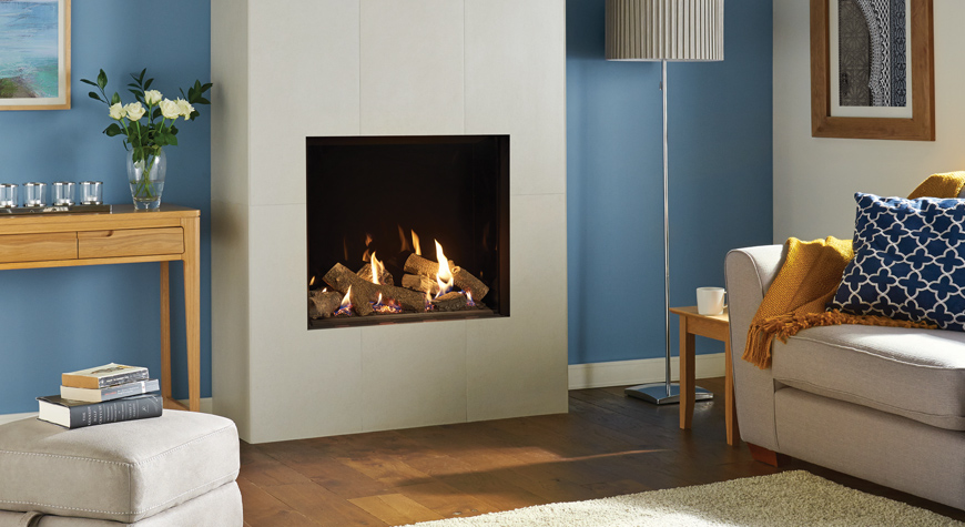 Gazco Riva2 750HL Edge gas fire with Black Glass Lining. 