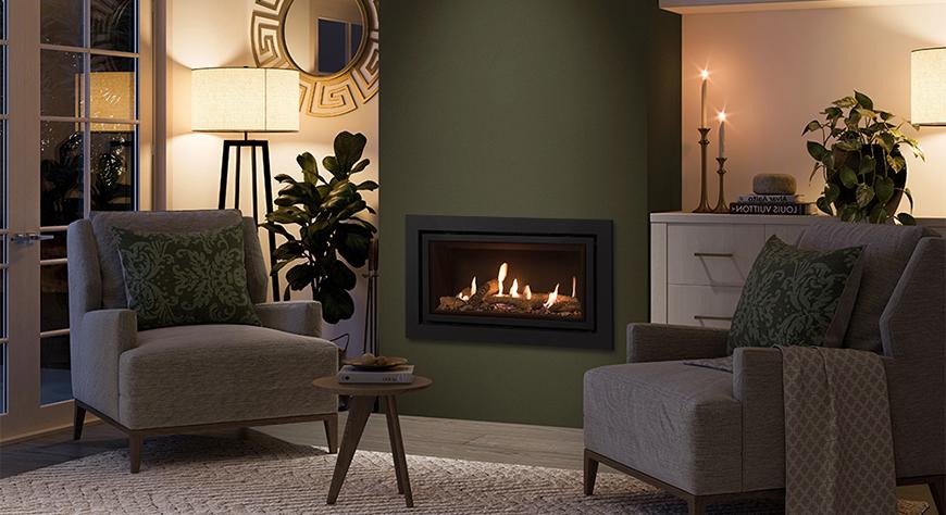 Gazco Studio 1 Profil gas fire in Anthracite with Log-effect fuel bed and Black Reeded lining