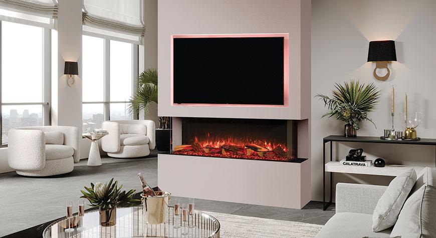 Onyx Avanti 150RW electric fire with Dulux Sweet Embrace feature wall