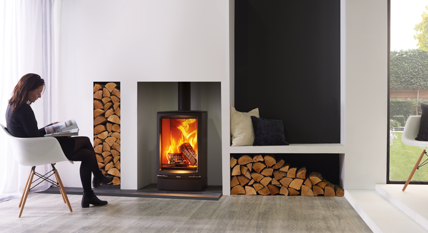 Stovax Vogue Midi T wood burning stove with optional Plinth