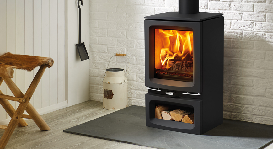 Stovax Vogue Small wood burning with Optional Midline Base