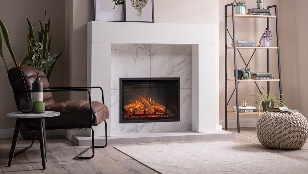 Gazco eMotiv 64 shown as 4-sided installation Zonal Heating with Electric and Gas Fires: The Ultimate Guide