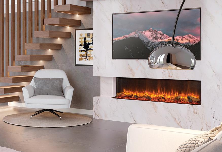 Gazco eReflex 195RW electric fire in extension.