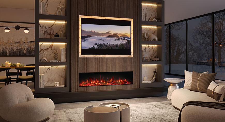 inset widescreen electric fireplace