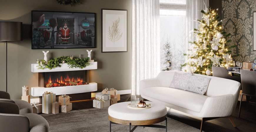Wall-mounted electric fireplace