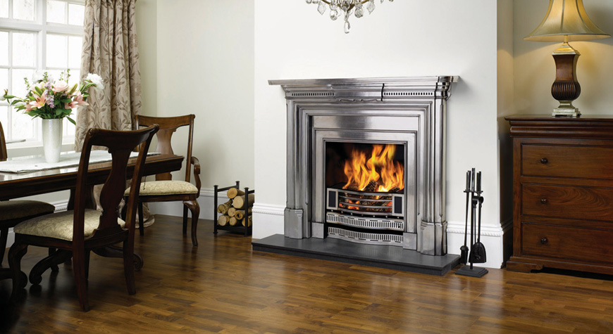 Stovax Knightsbridge insert fireplace, Polished Insert with Georgian Fully Polished Mantel