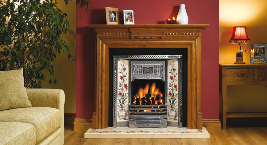 Stovax Chatsworth Mantel with Victorian Tiled Front