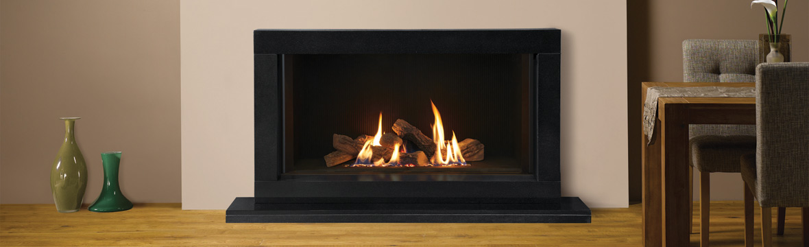 Riva 2 1050 black reeded in black Granite frame The Gazco Riva2 1050 gas fire will certainly keep the frost away!