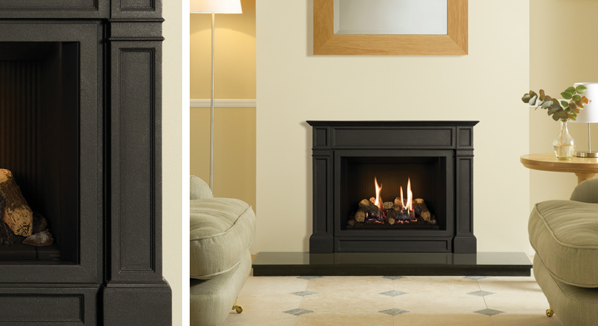 Gazco Riva2 500 Ellingham gas fire with Black Reeded Lining