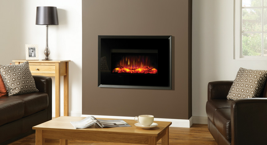 Gazco Riva2 670 Electric Evoke Glass fire with Black Glass front and Graphite rear